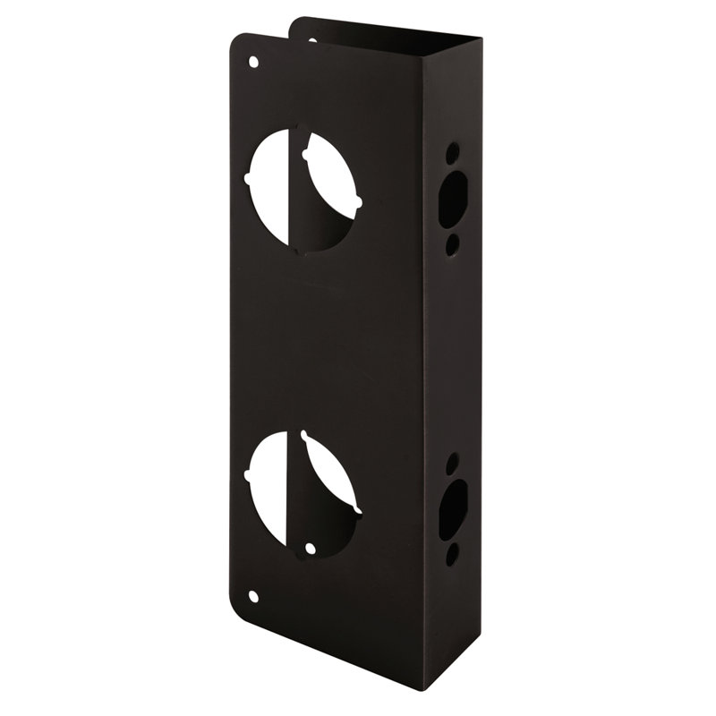 Prime-Line Brass Lock and Door Reinforcement Plate for 1-3/4 In. Thick Doors, Bronze Finish (Single Pack)