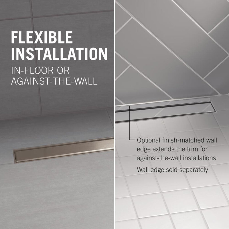 24" Reversible Linear Shower Drain Trim, Chrome