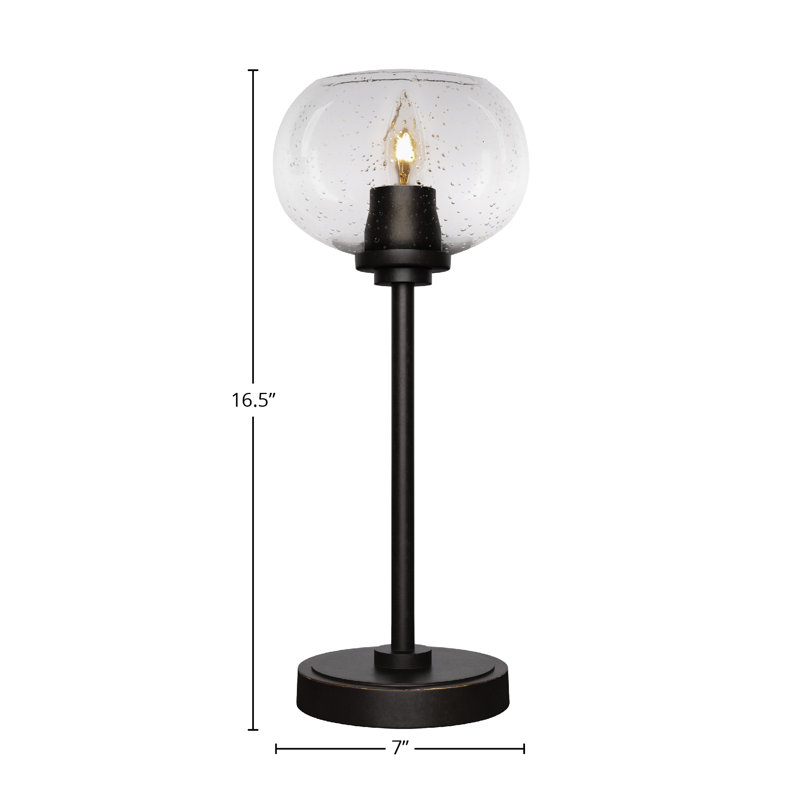 Lampe d'appoint Whitmire présentée en finition granit foncé avec verre transparent, Granit foncé