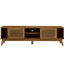 Meuble télé 67,9 po pour téléviseur de 75 po ou moins, meuble multimédia de style Mid-Century, pieds en bois massif, meubles en noyer, téléviseur de 75 po et meuble audio-vidéo avec rangement