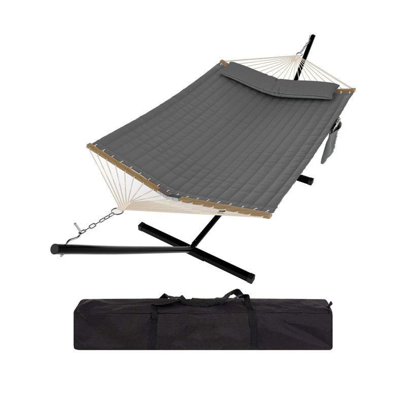 Hamac double avec support en acier pliable réglable et corde d'équilibre