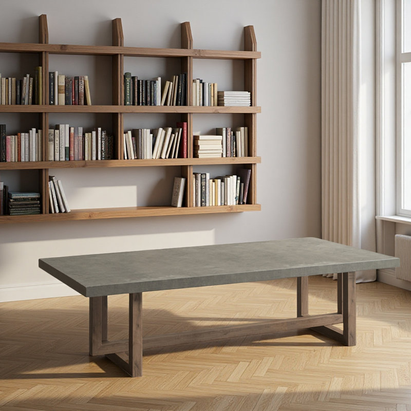 Bureau rectangulaire en bois massif imitation ciment