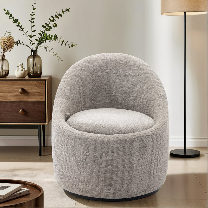 Lawandra 71.9Cm Wide Swivel Barrel Chair, Light Grey 