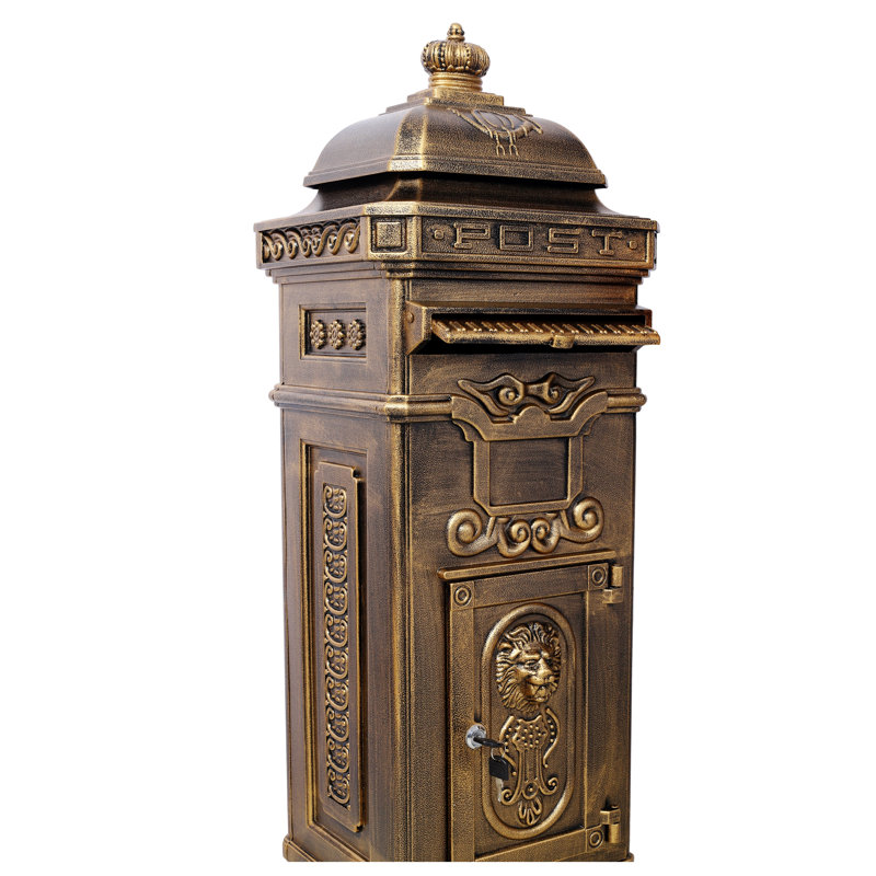 Large Capacity Residential Mailbox with Newspaper Box, Black Aluminum, Copper