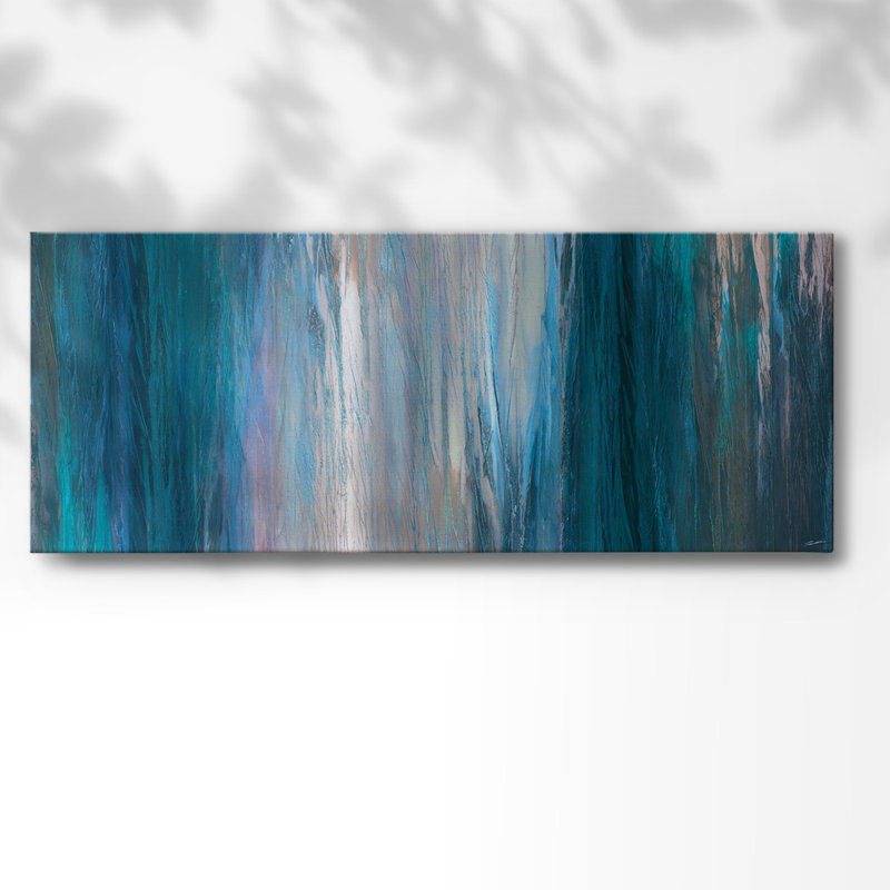 «Falling Blue» sur toile, H 12 po x l 30 po x P 1,5 po