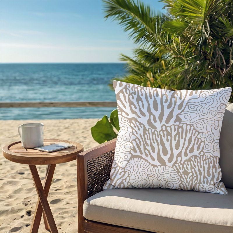 Barnon Outdoor Reversible Throw Pillow, Beige
