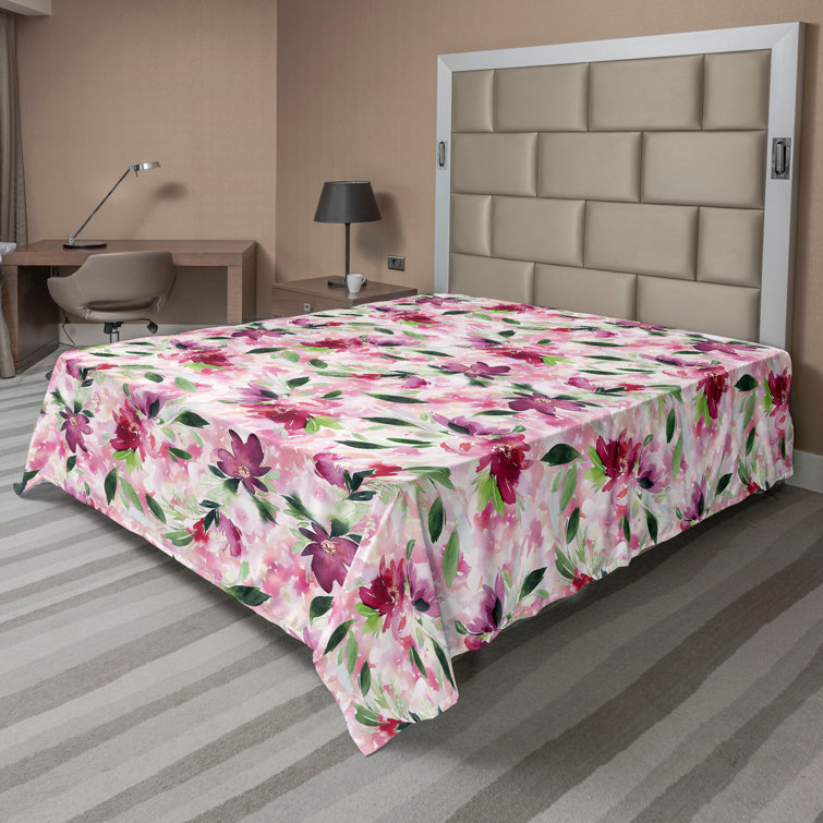 Drap plat à motif floral bohème Ambesonne