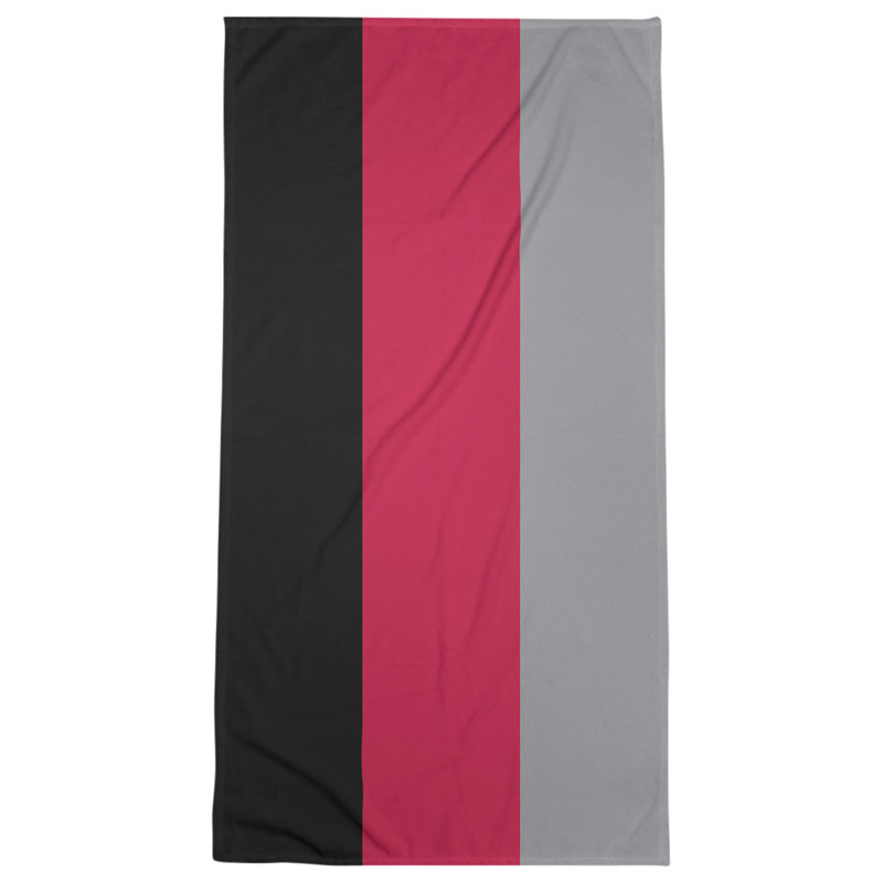 Cotton Blend Lightweight Bath Towel, Black/Red/Silver