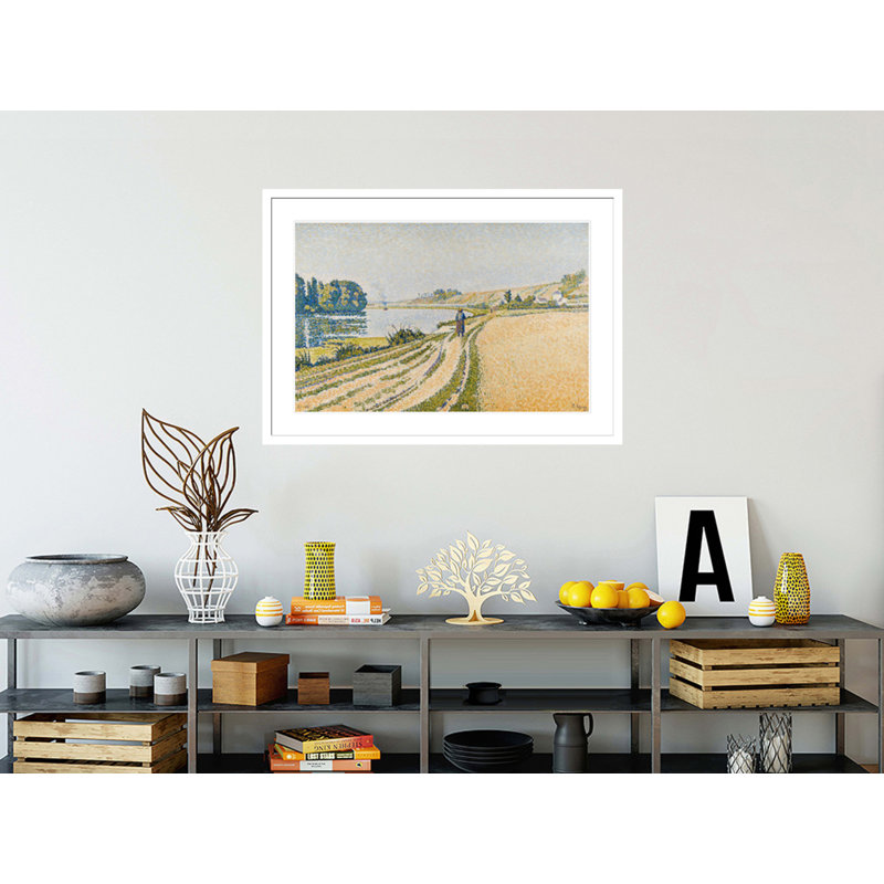 Herblay - The Riverbank par Paul Signac - Estampe numérique encadrée, H 29,41 po x l 41,5 po