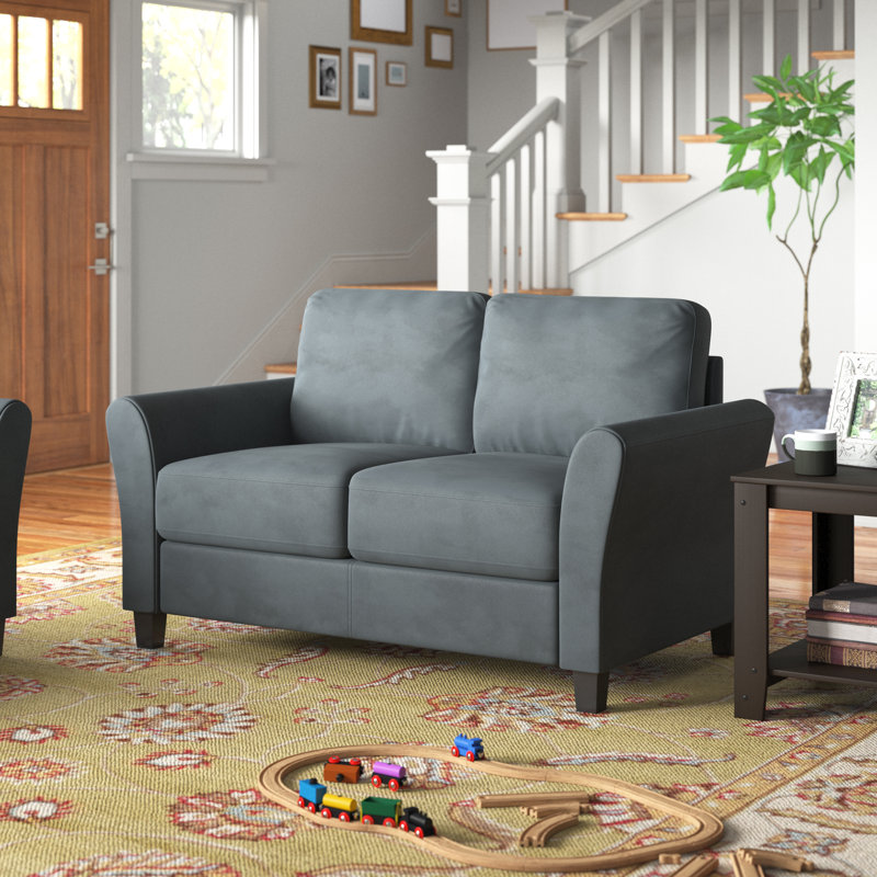 Causeuse à accoudoirs arrondis 56,3 po Ashfield, Polyester gris foncé