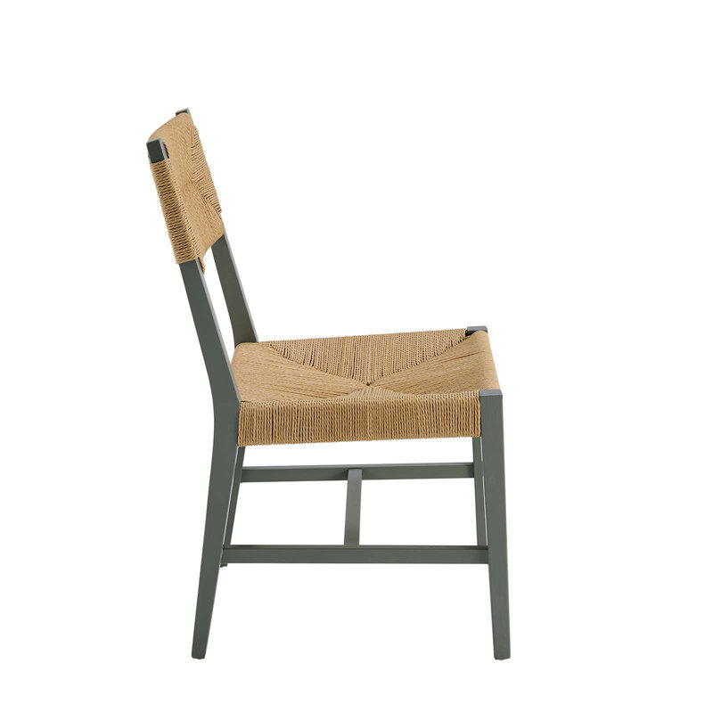 Bodie Coastal Farmhouse Light Gray Cane and Wood Side Chair