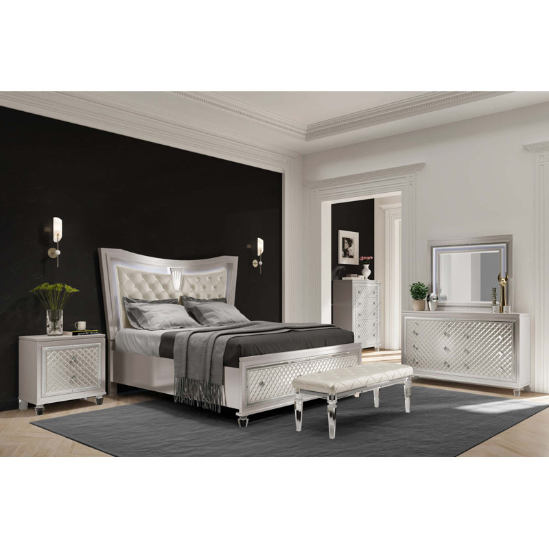 Cross Glam Nightstand With Exquisite Details