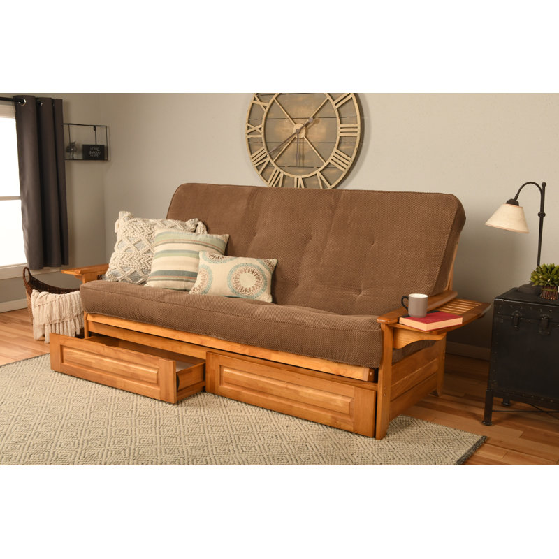 Futon avec rangement Stratford, Noyer cendré, Moka Marmont