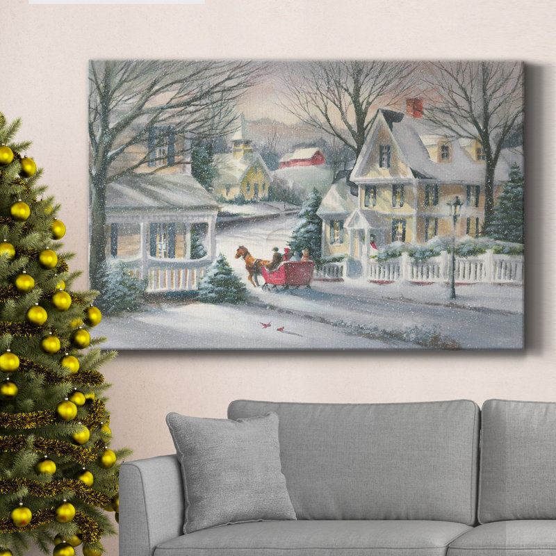 Toile tendue avec châssis Village, H 12 po x l 8 po x P 1 po