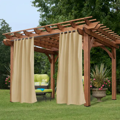 Beige Toile Outdoor Thermal Blackout Curtain - 50 In. W X 120 In. L