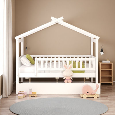 Lit en bois avec lit gigogne simple