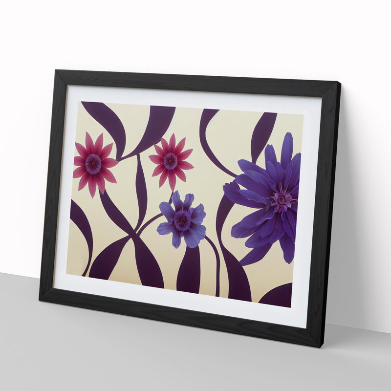 Appealing Flowers - Single Picture Frame Print, Black, 46cm H x 64cm W