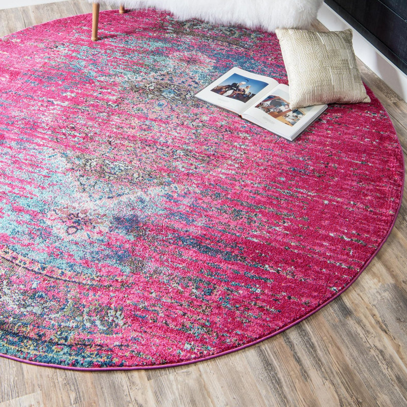 Jahanna Washable Abstract Indoor Rug, Round 4'1"