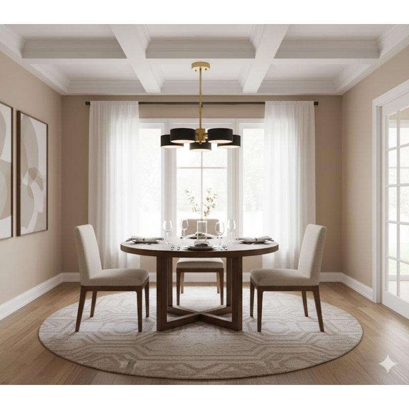 Goudy 5-Light Gold Chandelier With Black Shades