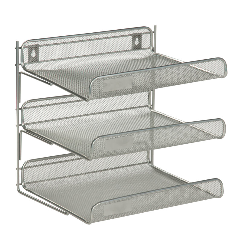 Wayfair Basics® Blough 3 Tier File Folder Sorter, Silver