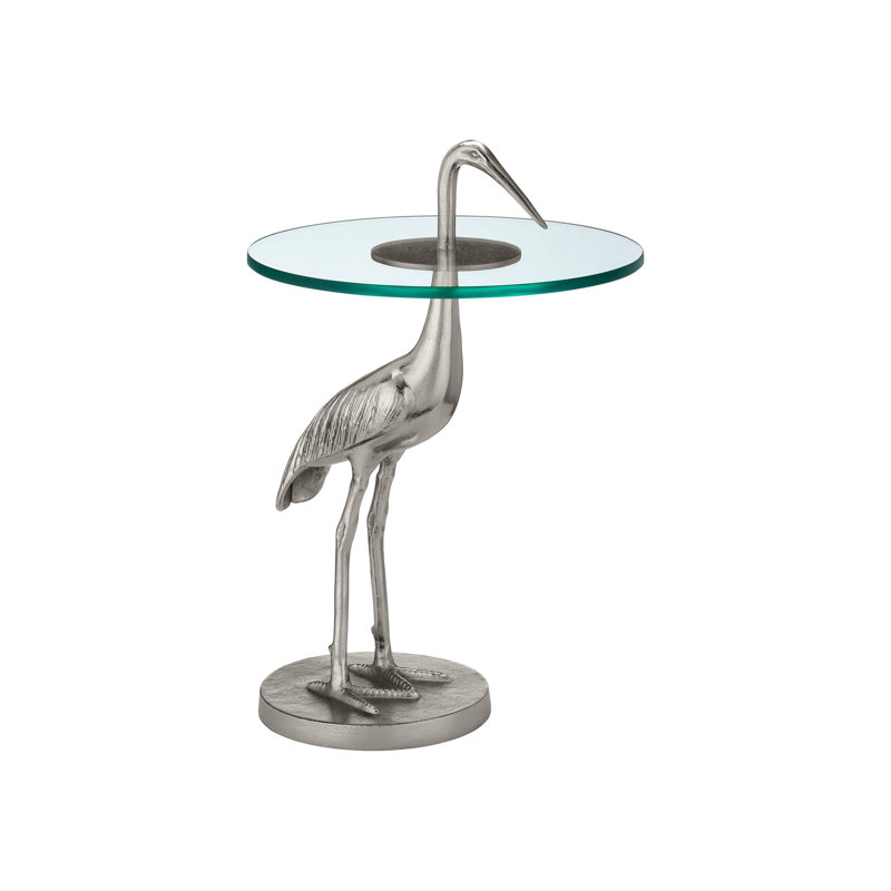 Crane Glass End Table, Nickel