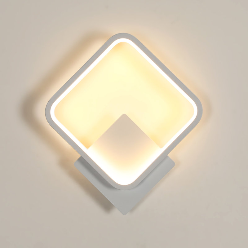 Square 30cm LED Aluminium Wall Light, White
