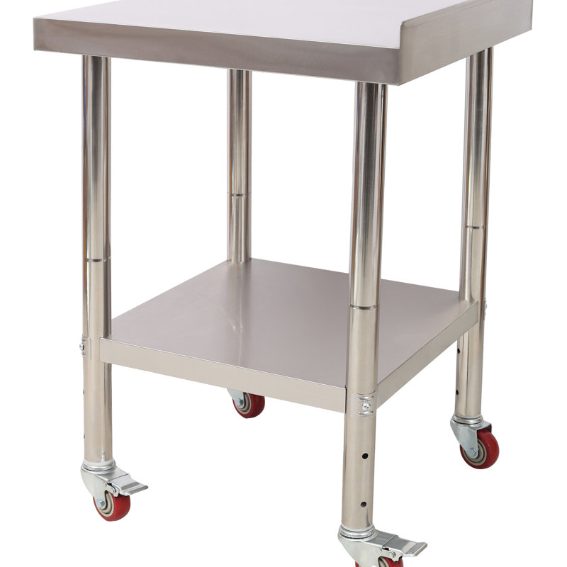 Station de travail 24 x 35 1/2 pouces avec capacité de charge de 440 lb avec dosseret, tablette inférieure réglable et 4 tablettes en acier inoxydable pour le rangement de la buanderie de restaurant et la préparation d'hôtel