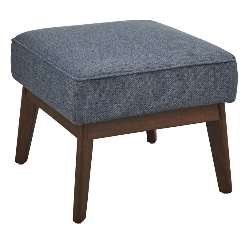 Janaesha Upholstered Ottoman, Blue Polyester