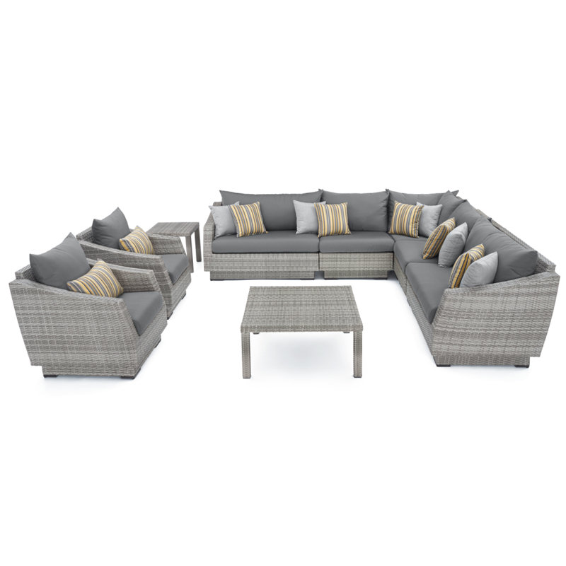 Cannes 9 Piece Seating Group with Cushions, Canvas Charcoal Sunbrella® Canvas