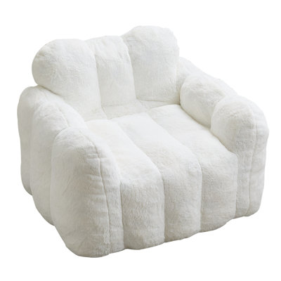 Fauteuil confortable confortable en fausse fourrure blanche, anti-dérapant, mousse haute densité, pour la lecture dans les pièces intérieures