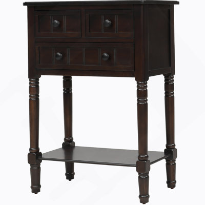 Narrow And Slim Console Table With Three Storage Drawers And Bottom Shelf, Ideal For Organizing Small Spaces And Adding Style