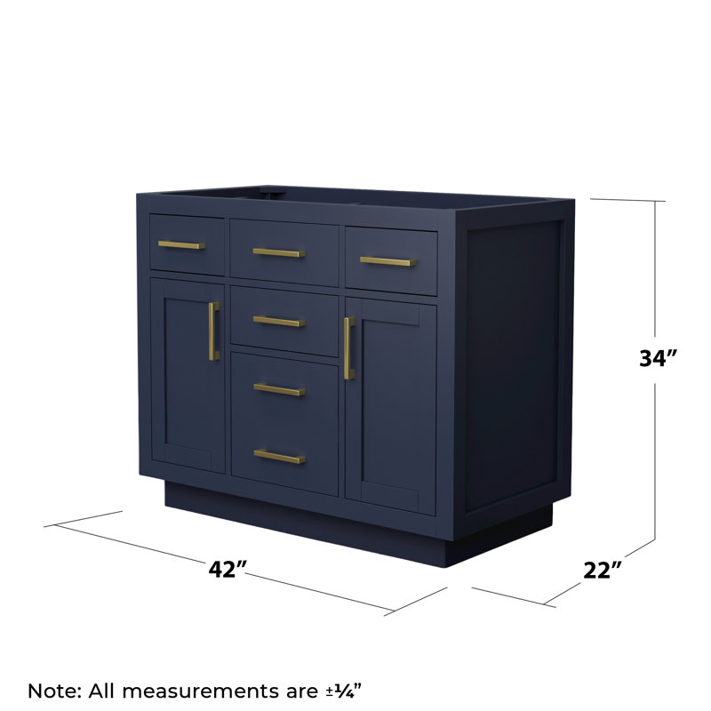 Base de meuble-lavabo simple autoportant de 41 po Beckett, Bleu foncé / or brossé, Or brossé