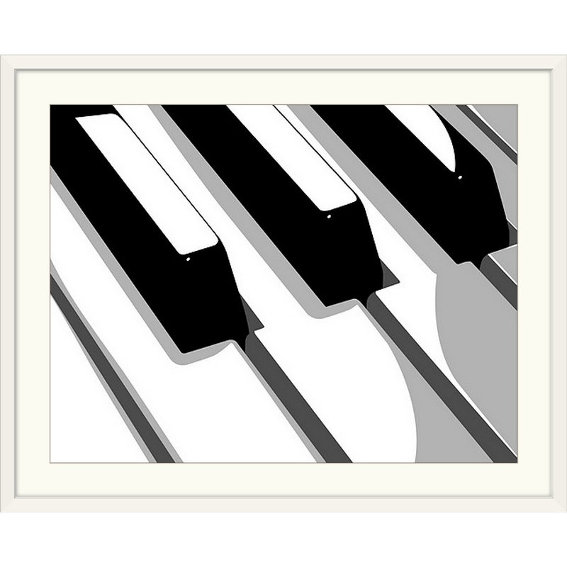 «» par michael tompsett, impression Piano Keyboard, Cadre blanc, H 20 po x l 24 po x P 1 po