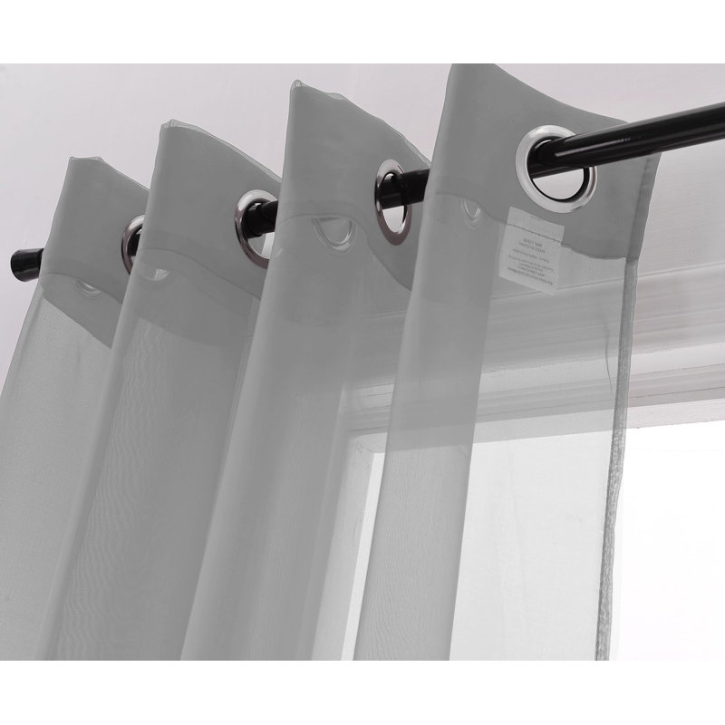 Teshena Sheer Curtain Pair, Charcoal