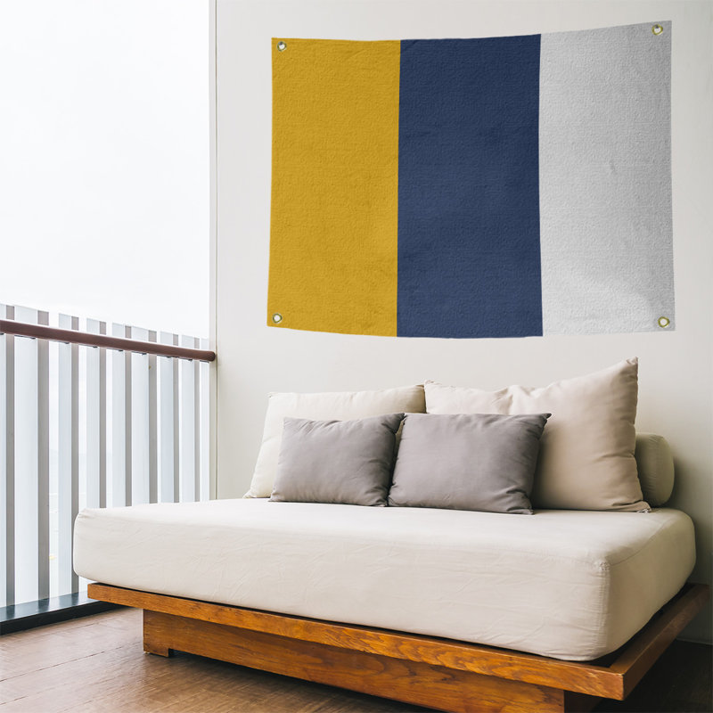 Tapisserie de polyester Baltimore, H 26 po x l 36 po x P 1 po, Doré / bleu marine / blanc, Atlanta