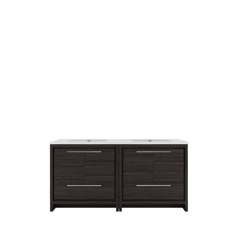 Ensemble de meuble-lavabo double 72 po Eden, Gris foncé