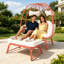 Chaises longues spacieuses de patio, chaise moderne Boho en rotin d'acier pour le patio