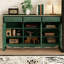 Banc de rangement vert en bois manufacturé-1941601156