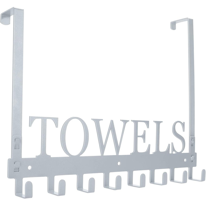 Crochets de porte robustes avec 8 crochets - Crochet pour serviettes en acier au manganèse durable pour la salle de bain, la chambre à coucher, la cuisine - Support mural ou organisateur de porte peu encombrant