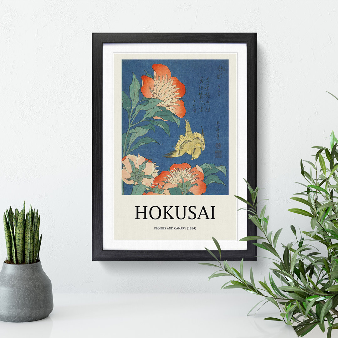 Canary and Peony by Katsushika Hokusai - Picture Frame Art Prints