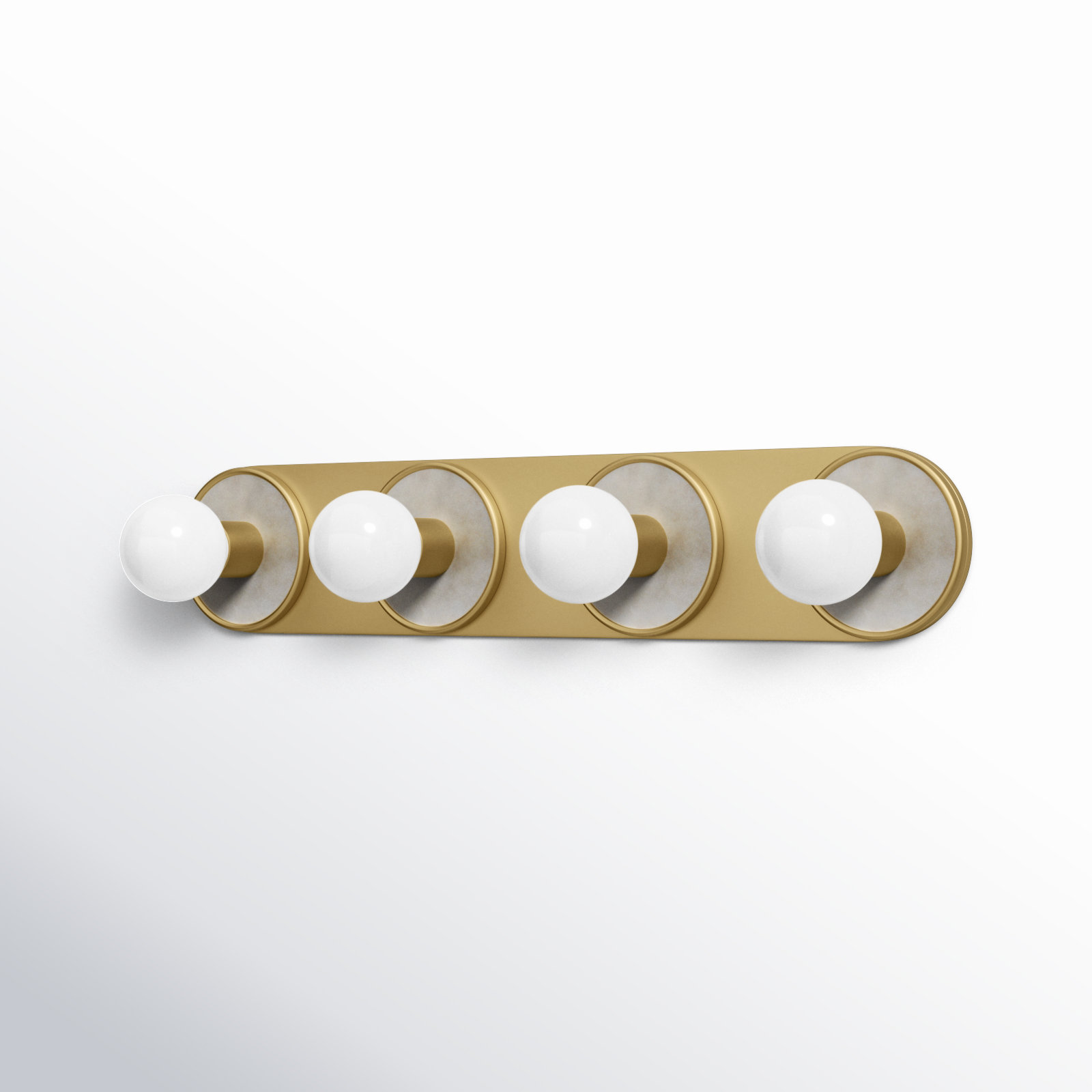 Rocha 4 Light Dimmable Bath Bar, No, White Alabaster/Natural Aged Brass