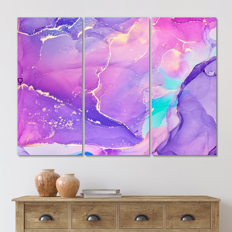 Bless international Purple And Blue Liquid Fuchia Art V On Canvas 3 ...