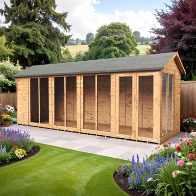 Empire Apex Summerhouse Shiplap Tongue & Groove 6X18 Double Door With Windows