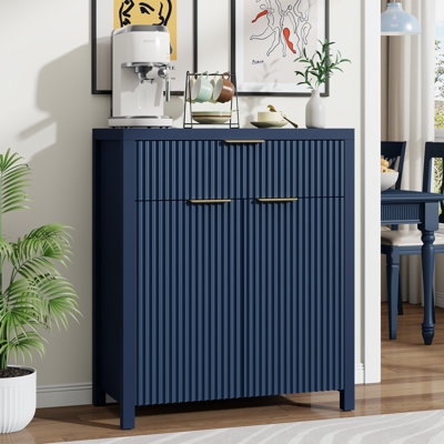 Buffet moderne avec grand tiroir, buffet de rangement avec tablette réglable, armoire d'entrée avec design ondulé, rangement parfait pour la salle à manger, la cuisine et le vestibule