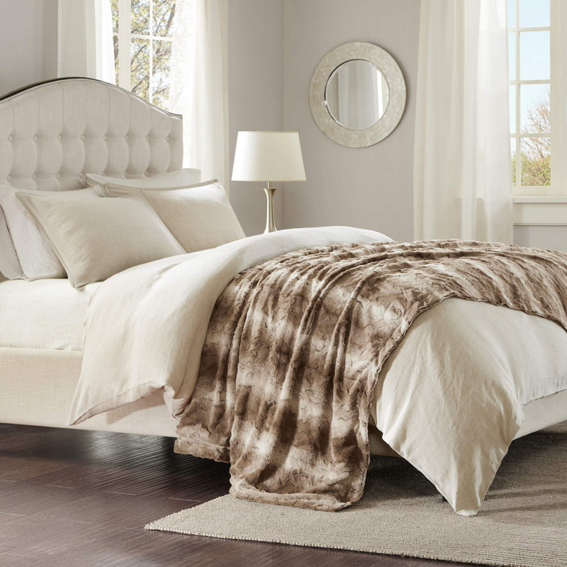 Microlight Plush Oversized Blanket, California King, Tan