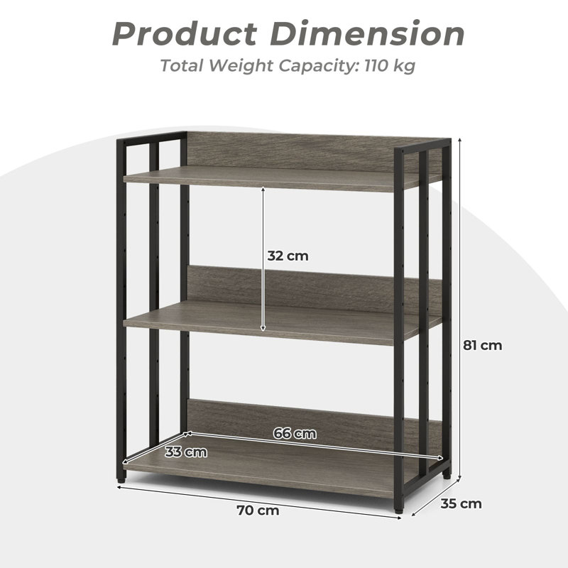 Anelise 81cm H x 70cm W Metal Standard Bookcase