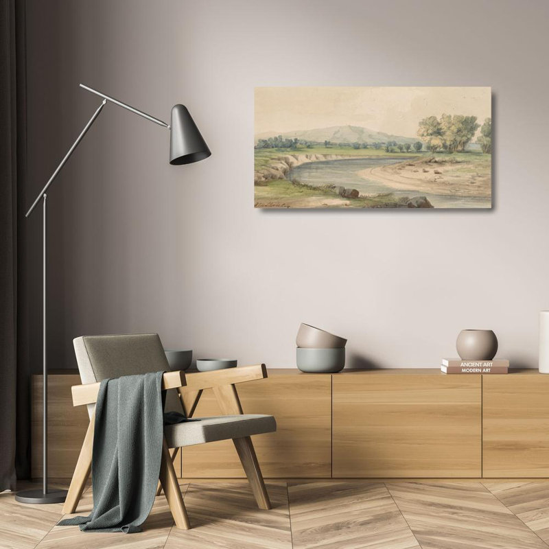 «Milk River and Panther Mountain» par John Mix Stanley - Art mural sur toile tendue avec châssis, H 24 po x l 17 po
