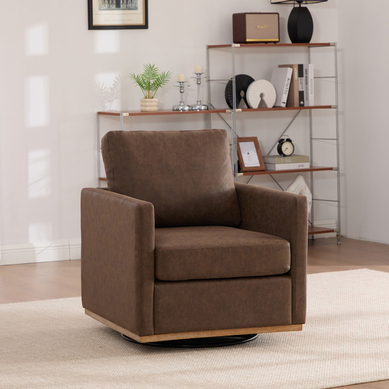 Fauteuil pivotant rembourré 30,7 po Pu, Café