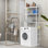 Rangement au-dessus de la toilette Organisateur de salle de bain à 3 niveaux au-dessus de la toilette Support en bois autoportant au-dessus de la toilette avec 4 crochets Noir au-dessus de la toilette pour les toilettes et les toilettes