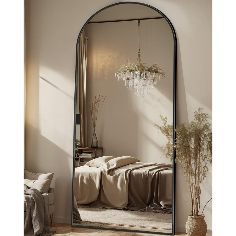 Miroir surdimensionné arqué en métal surdimensionné, 71 po x 26 po, Noir